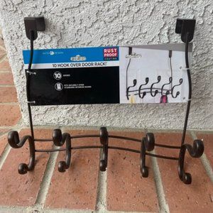 5 Double Hooks Dark Bronze Over the Door Towel Rack Bath + Shower Hook